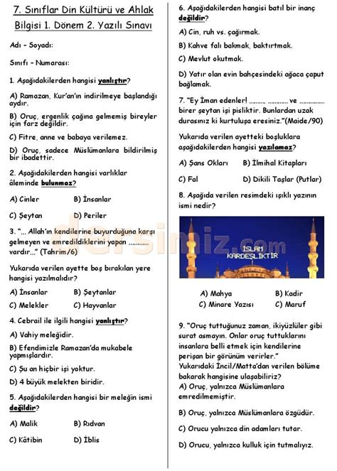 7 sınıf din kültürü cevapları sayfa 62